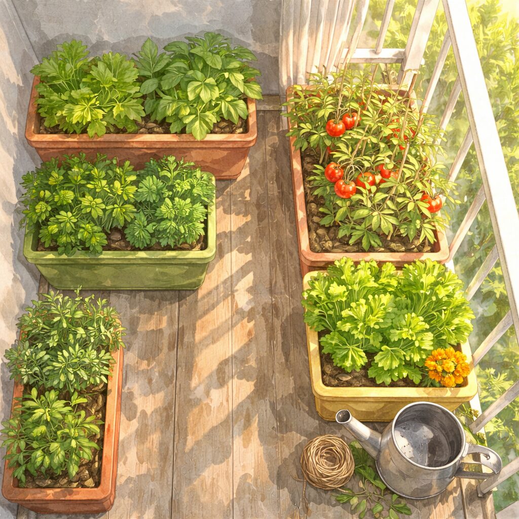 ベランダ菜園の俯瞰