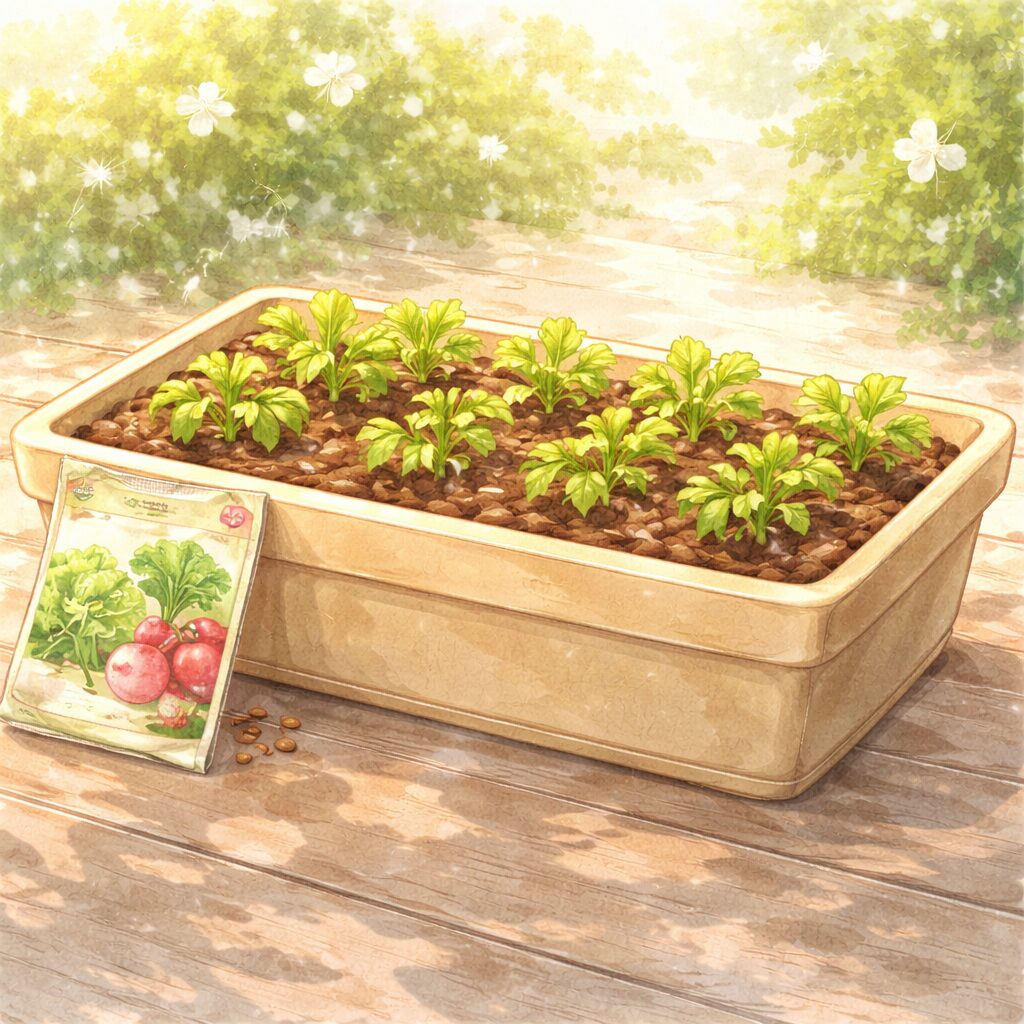 浅型プランターの野菜