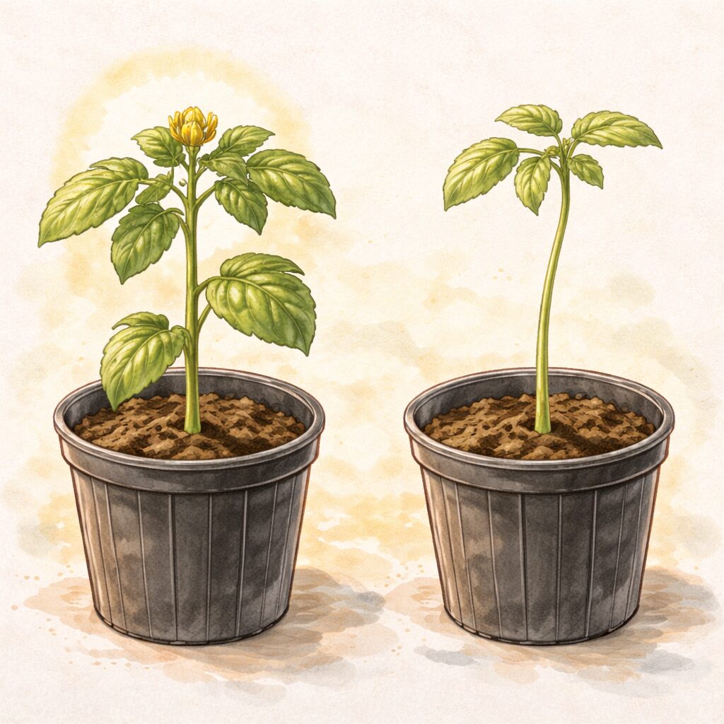 良い苗と悪い苗の比較